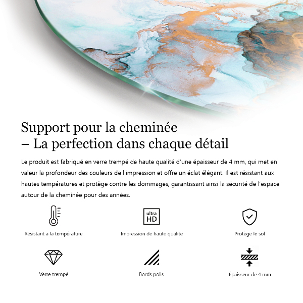 Félkör alakú üveg kandalló alátét Kő felületi textúra