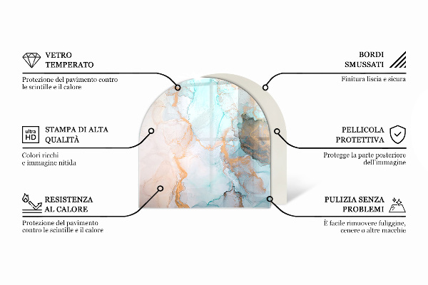 Félkör alakú kandalló alátét üveg Geometria fával