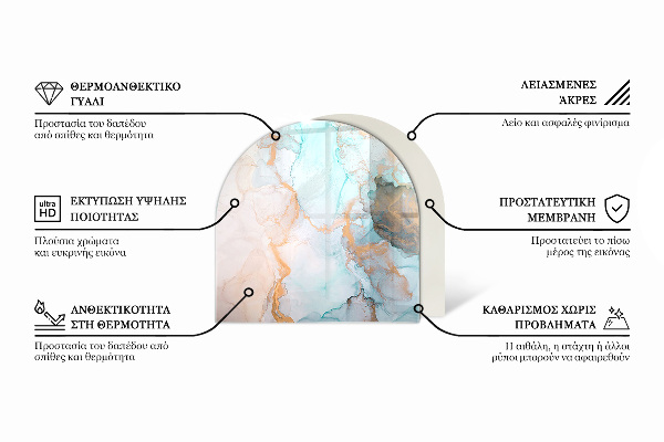 Félkör alakú kandalló alátét 3D geometrikus minta