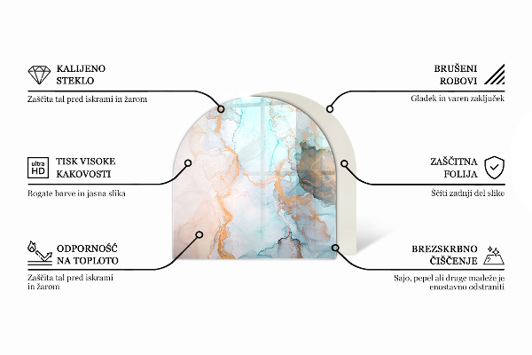 Félkör alakú kandalló alátét 3D geometrikus minta