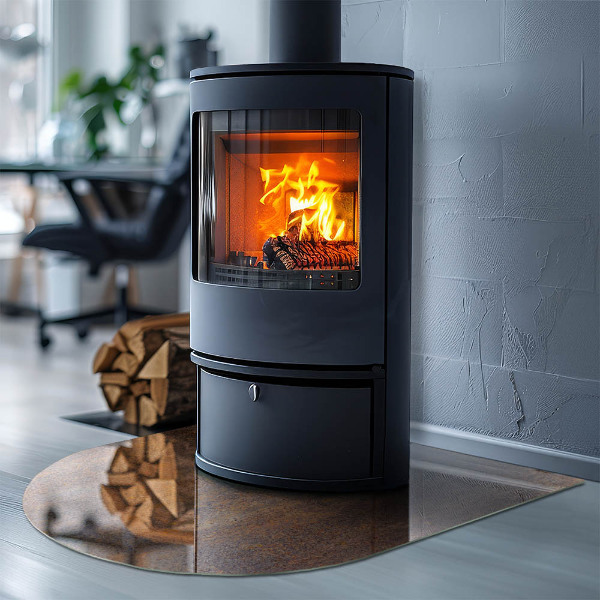 Félkör alakú üveg kandalló alátét Rozsda textúra a háttérben