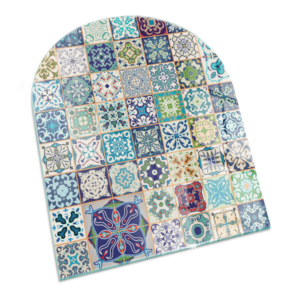 Félkör alakú üveg kandalló alátét Mozaik minták csempéken