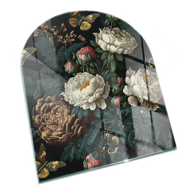 Félkör alakú kandalló alátét Virágminta pillangókkal