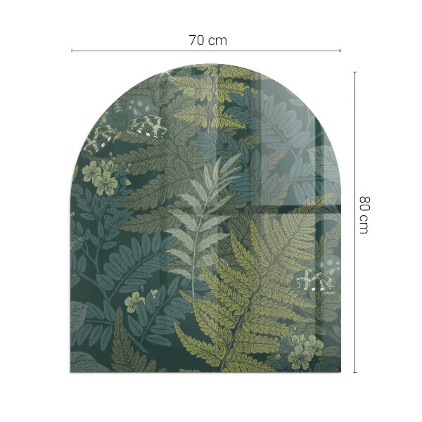 Félkör alakú kandalló alátét üveg Növényi motívumok pillangókkal