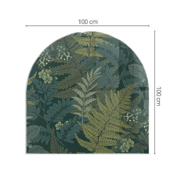 Félkör alakú kandalló alátét üveg Növényi motívumok pillangókkal