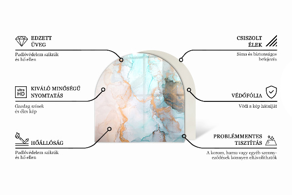 Félkör alakú kandalló alátét Szín Szürkésbarna