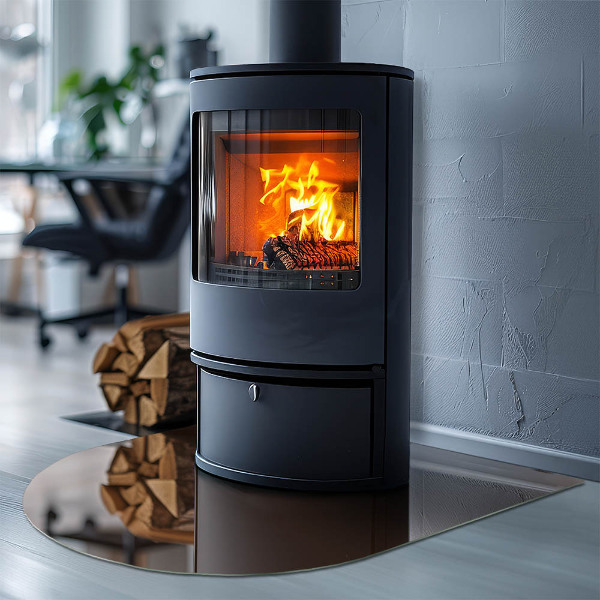 Félkör alakú üveg kandalló alátét Szín Barna