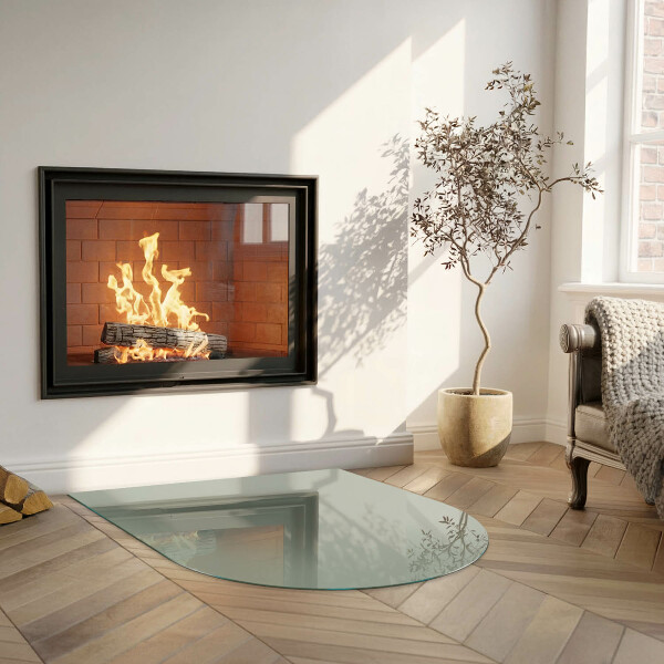 Félkör alakú kandalló alátét Szürkészöld színű