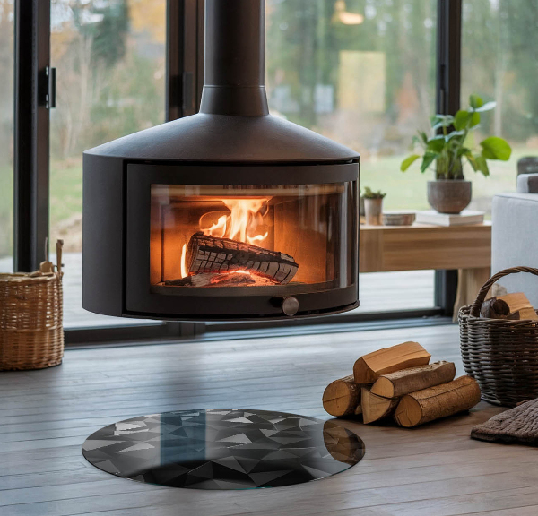 Kerek üveg kandalló alátét Háromdimenziós geometria