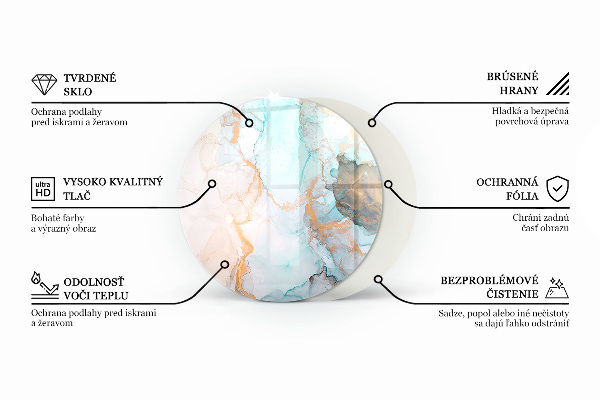 Kerek kandalló alátét üveg Természetes fa minta