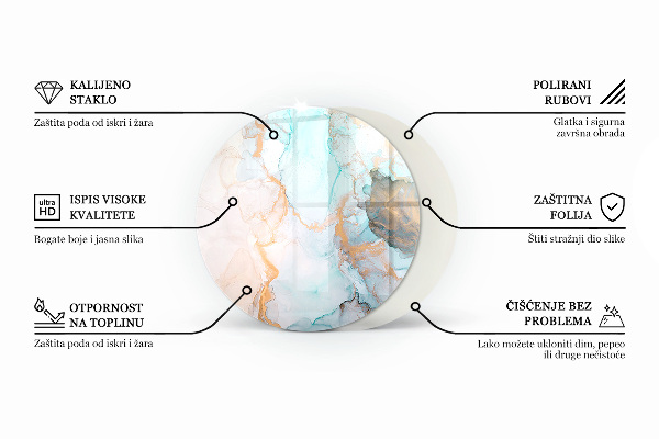 Kerek kandalló alátét Márványminta erekkel