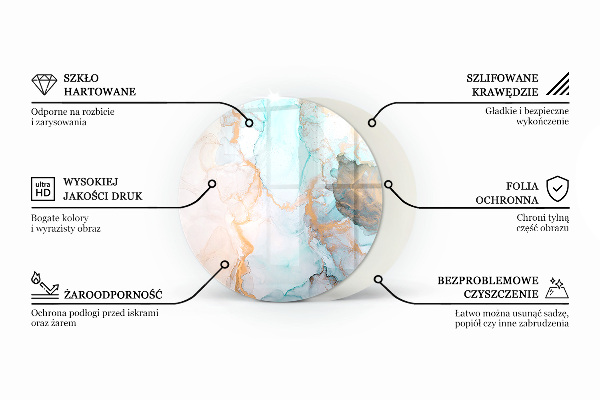 Kerek kandalló alátét üveg Mozaik minták csempékben