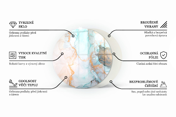 Kerek üveg kandalló alátét Absztrakt folyadékminta