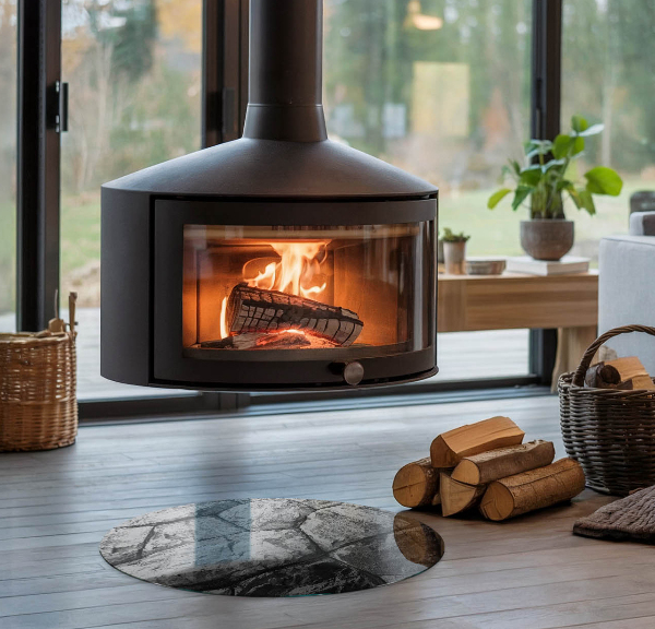 Kerek kandalló alátét Természetes kő minta