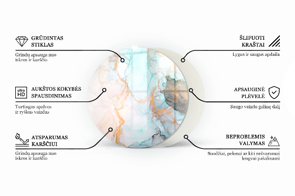 Kerek kandalló alátét Absztrakt márványminta