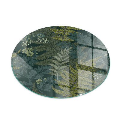 Kerek kandalló alátét üveg Növényi motívumok pillangókkal