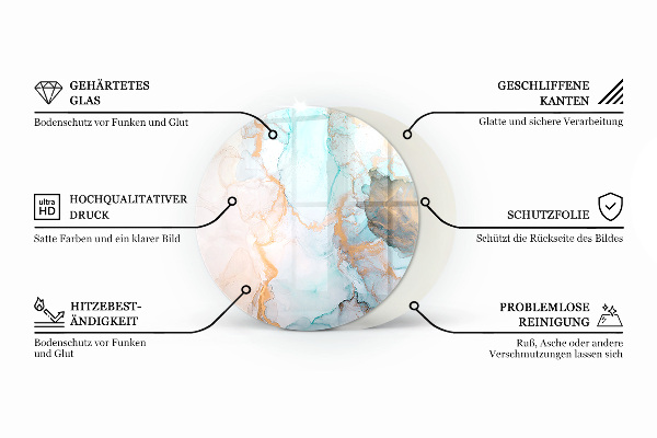 Kerek üveg kandalló alátét Finom márványminta
