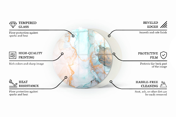Kerek üveg kandalló alátét Szín Barna