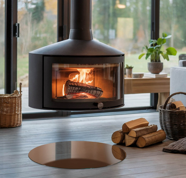 Kerek üveg kandalló alátét Szín Barna