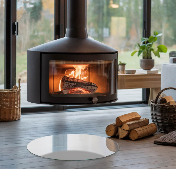 Kerek kandalló alátét üveg Szín Szürke