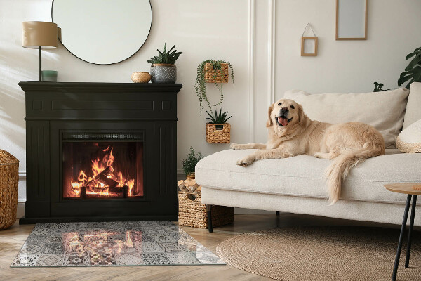 Téglalap alakú üveg kandalló alátét Dekoratív csempe minták