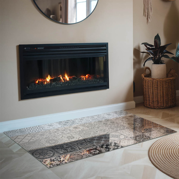 Téglalap alakú üveg kandalló alátét Dekoratív csempe minták