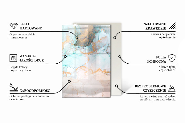 Téglalap alakú kandalló alátét üveg Természetes fa minta