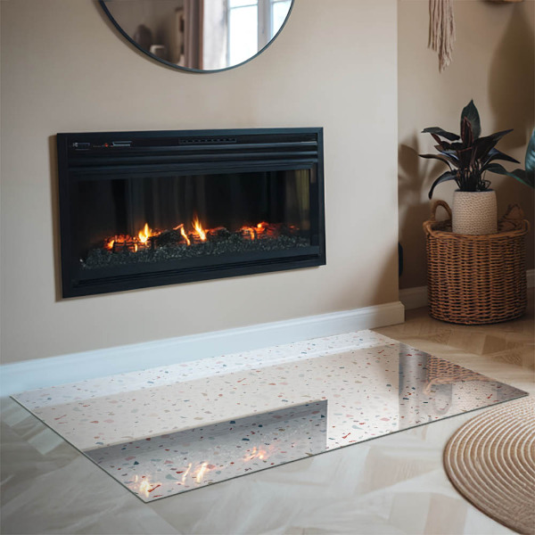 Téglalap alakú kandalló alátét üveg Minta kis formákkal