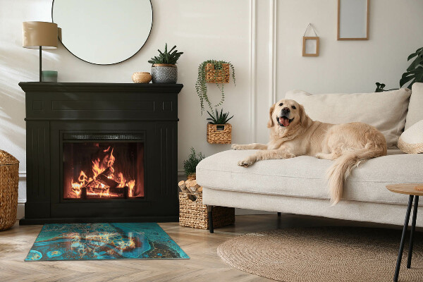 Téglalap alakú üveg kandalló alátét Absztrakt organikus minta