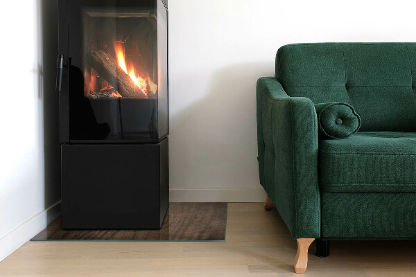 Téglalap alakú üveg kandalló alátét Természetes fa minta