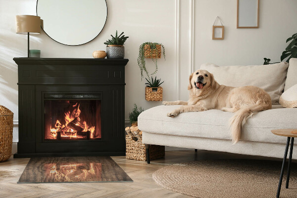 Téglalap alakú üveg kandalló alátét Természetes fa minta