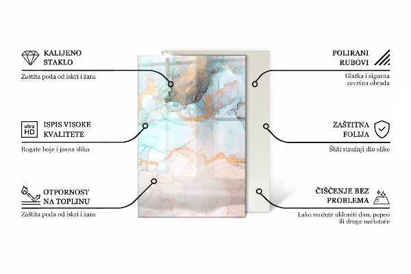 Téglalap alakú üveg kandalló alátét Különböző árnyalatú táblák