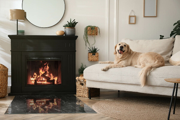 Téglalap alakú üveg kandalló alátét Elegáns márványminta