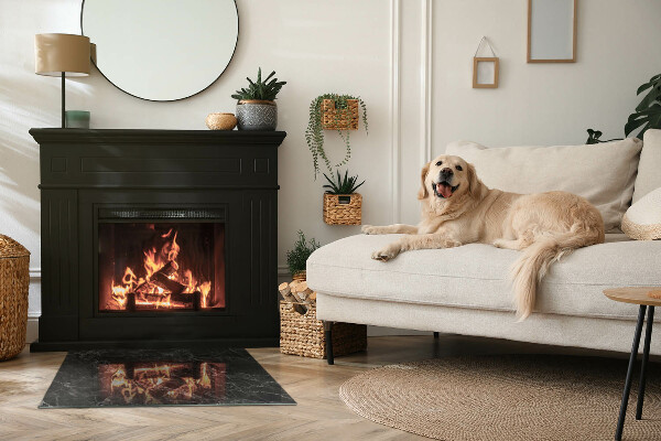 Téglalap alakú üveg kandalló alátét Elegáns márványminta