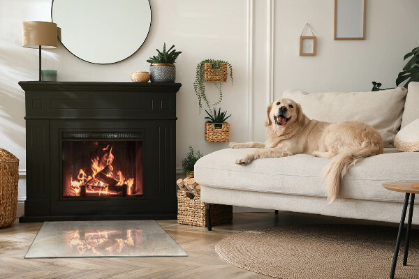 Téglalap alakú kandalló alátét üveg Természetes kő minta