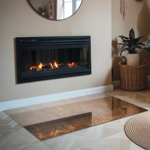 Téglalap alakú üveg kandalló alátét Rozsda textúra fémen