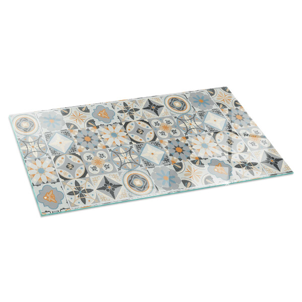 Téglalap alakú üveg kandalló alátét Mozaik minták csempékben