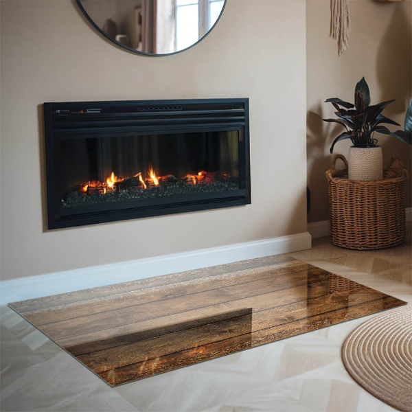 Téglalap alakú üveg kandalló alátét Fa tábla gabonával