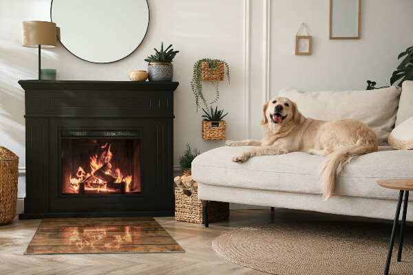 Téglalap alakú üveg kandalló alátét Fa tábla gabonával