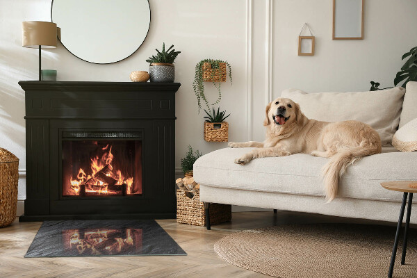 Téglalap alakú üveg kandalló alátét Kő felületi textúra