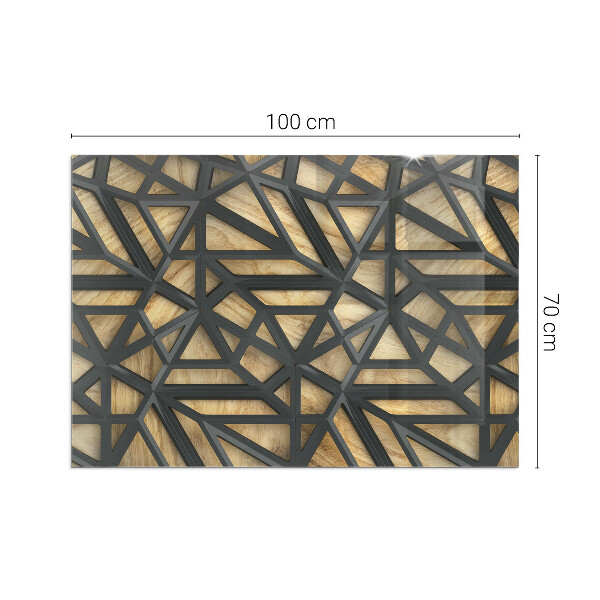 Téglalap alakú kandalló alátét üveg Geometria fával