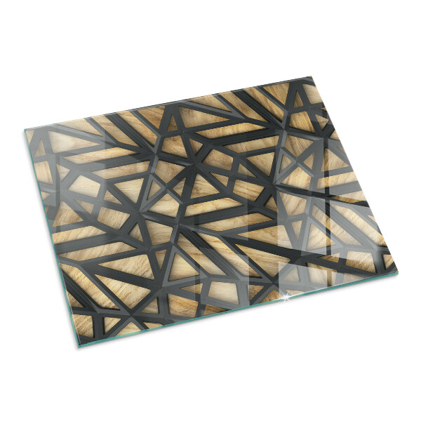 Téglalap alakú kandalló alátét üveg Geometria fával