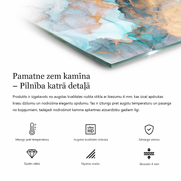 Téglalap alakú kandalló alátét üveg Kő felületi textúra