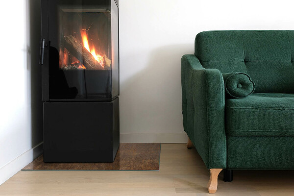 Téglalap alakú üveg kandalló alátét Rozsda textúra a háttérben