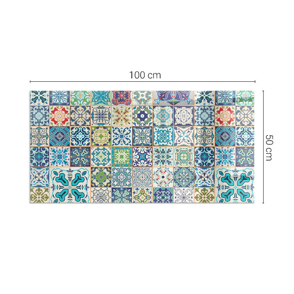 Téglalap alakú üveg kandalló alátét Mozaik minták csempéken