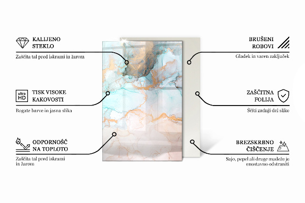 Téglalap alakú üveg kandalló alátét Mozaik minták csempéken