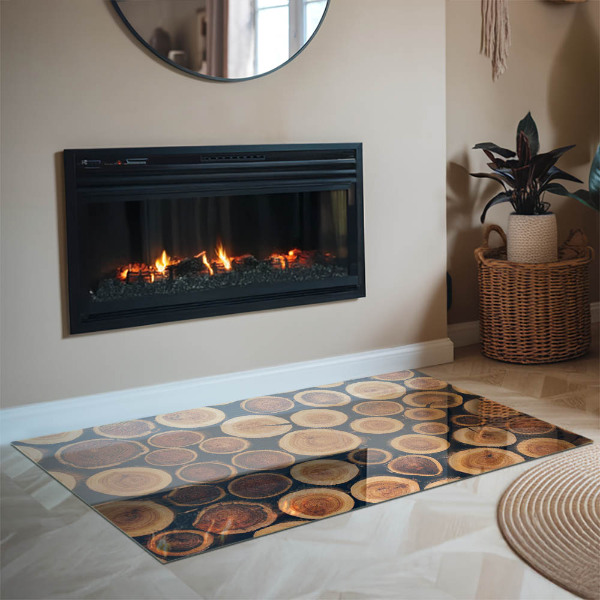 Téglalap alakú kandalló alátét üveg Doboz vágott fával