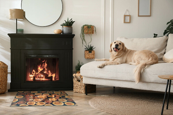 Téglalap alakú kandalló alátét üveg Doboz vágott fával