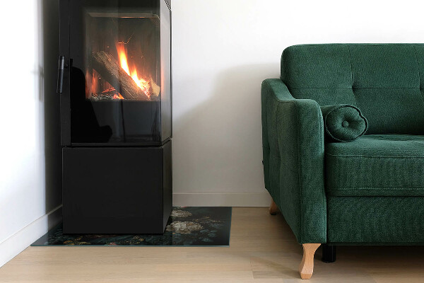 Téglalap alakú kandalló alátét Virágminta pillangókkal