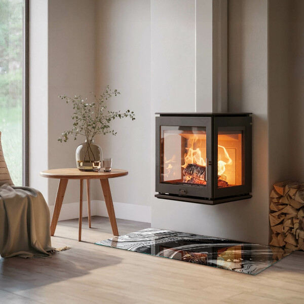 Téglalap alakú üveg kandalló alátét Absztrakt hullámok és vonalak